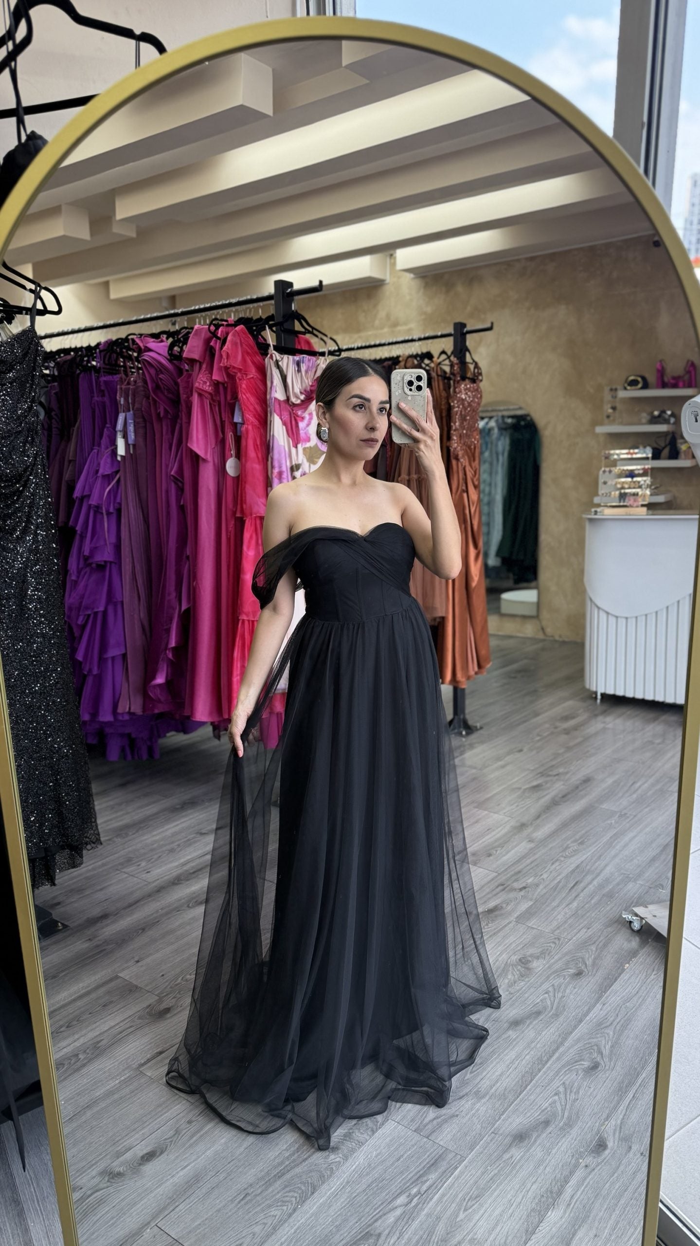 Vestido negro tul corte A image 1