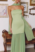 Vestido verde sage strapless image 0