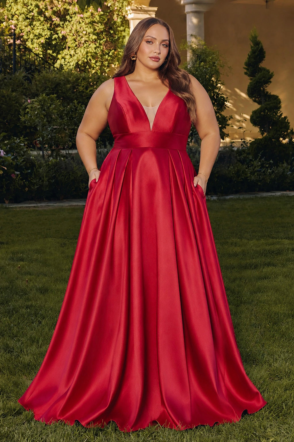 Vestido rojo corte A tirante grueso image 0