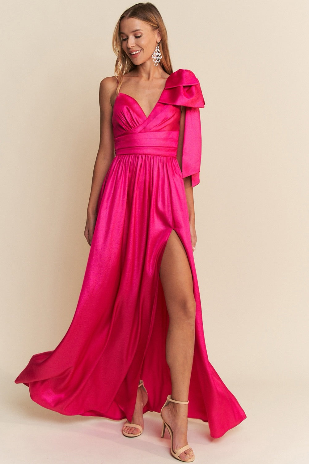 Vestido fucsia corte A image