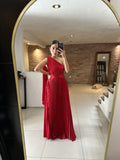Vestido rojo plisado asimétrico image 0