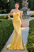 Vestido amarillo strapless corte sirena image 0
