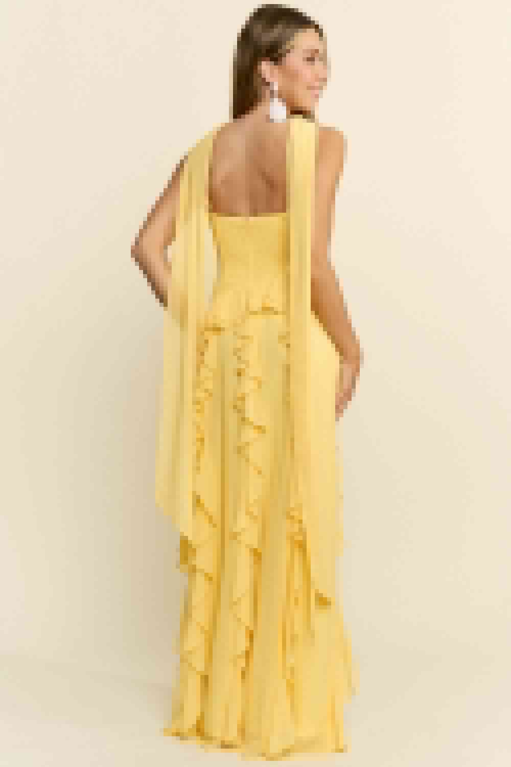 Vestido amarillo strapless image 1