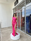Vestido fucsia asimétrico image 0