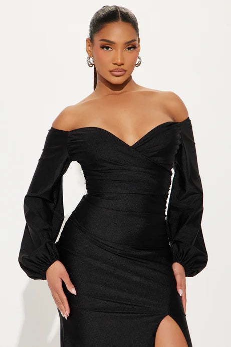 Vestido negro manga larga image 0