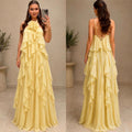 Vestido amarillo halter con Olanes image 0