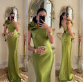 Vestido chartreuse satinado image 0