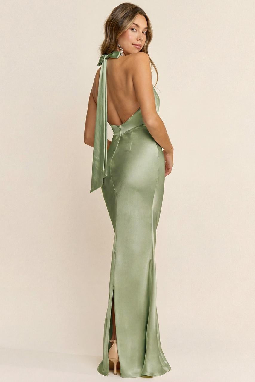 Vestido verde sage escote espalda image 1