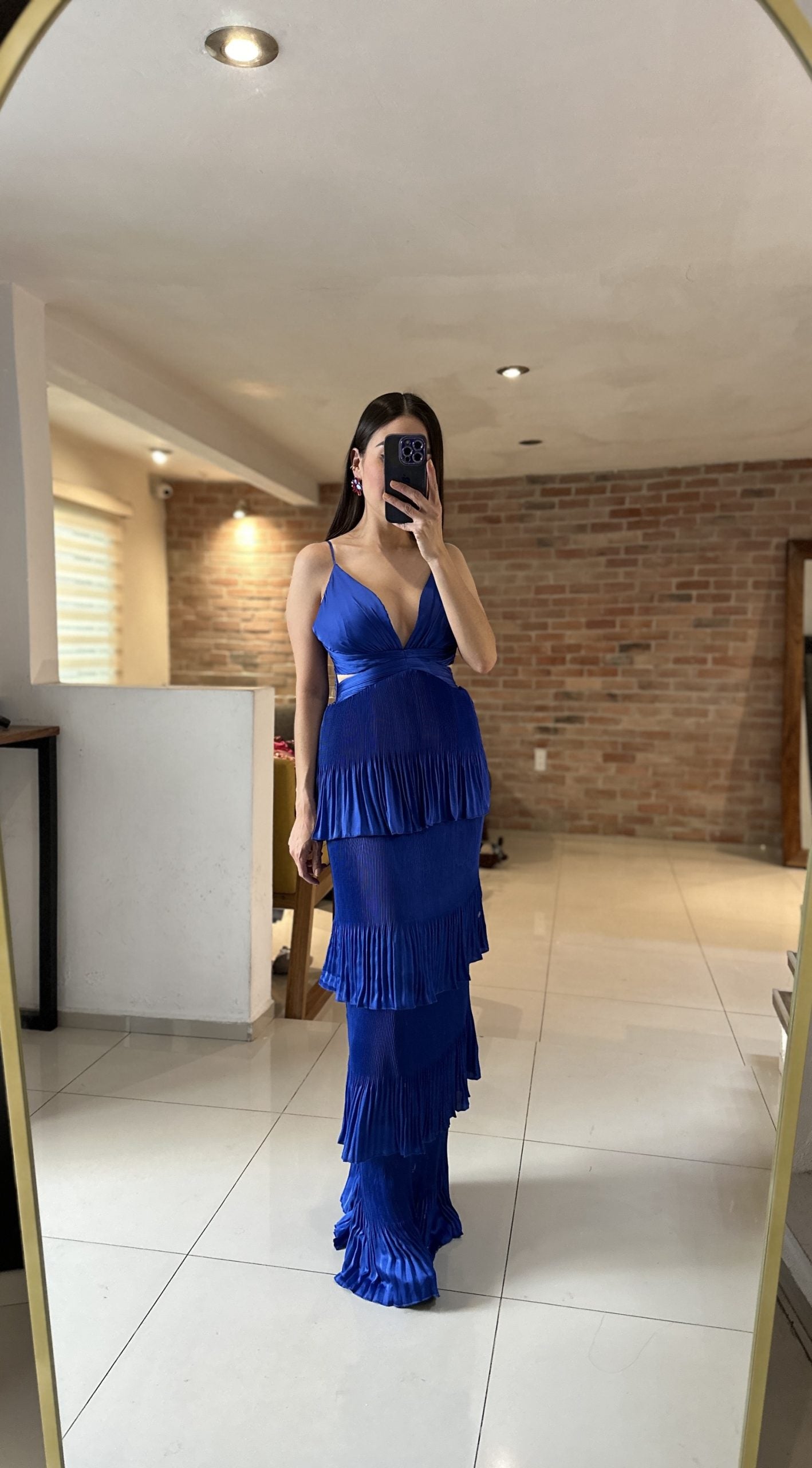 Vestido azul rey satinado Olanes image
