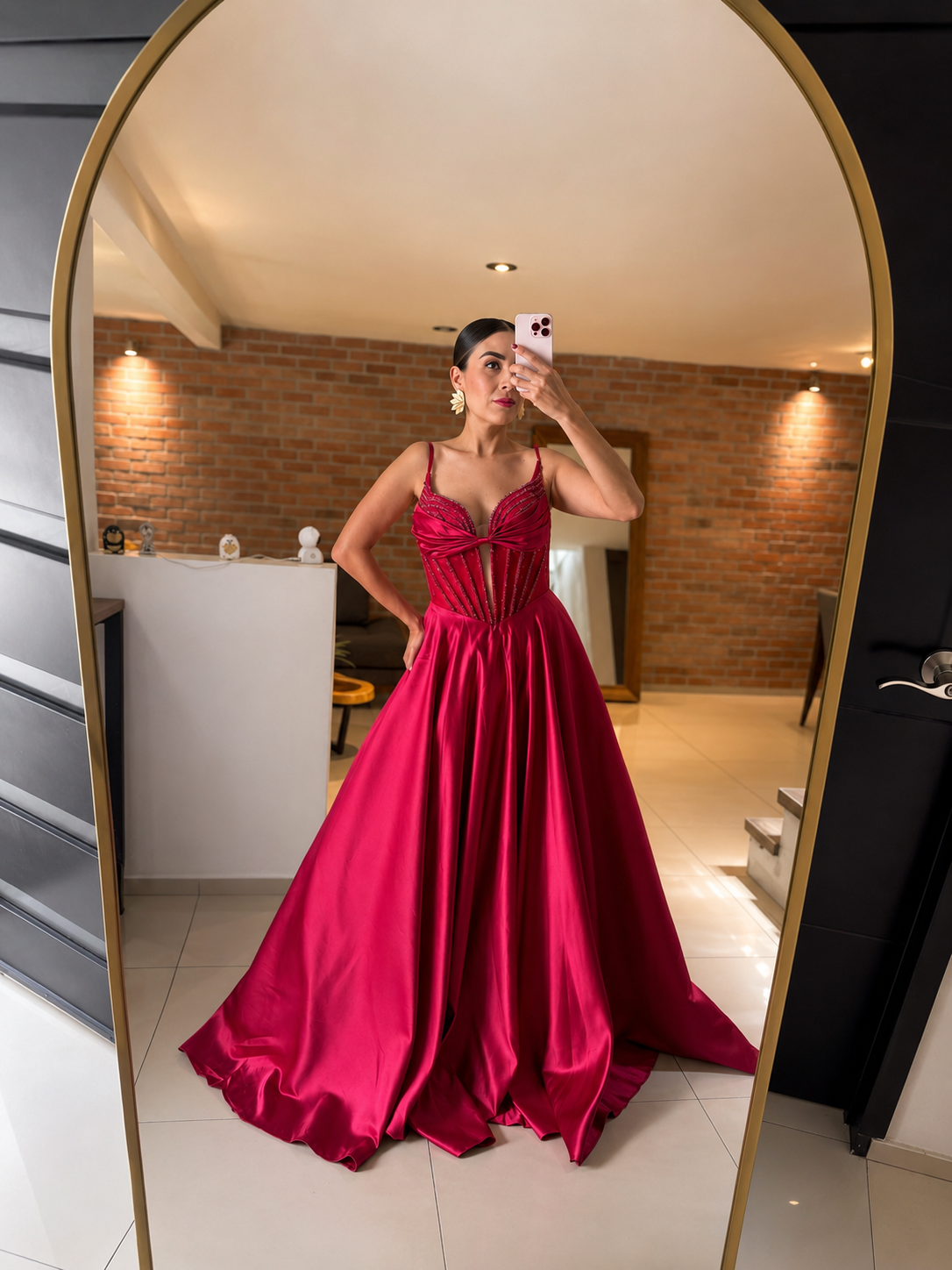 Vestido fucsia frambuesa corte A image 0