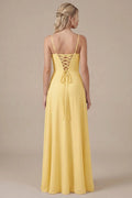 Vestido amarillo corte A con estola image 0