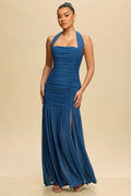 Vestido azul petróleo plisado image 0