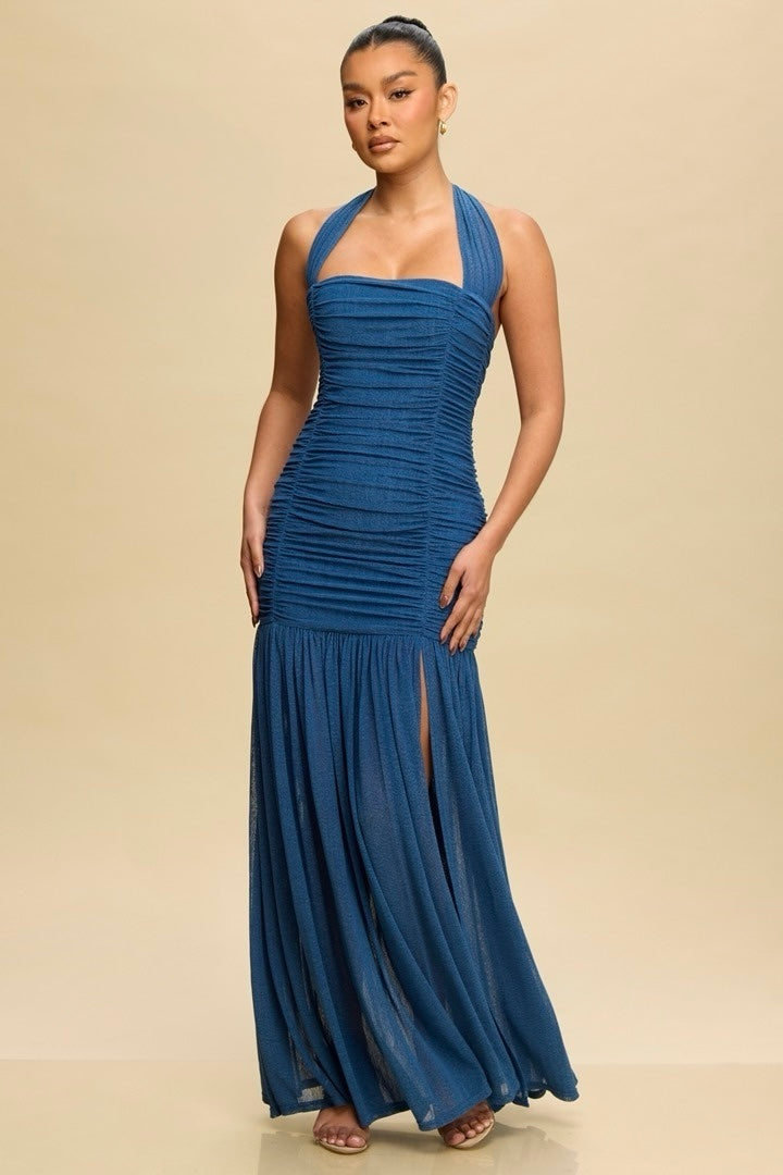Vestido azul petróleo plisado image 0