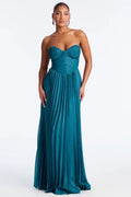 Vestido azul petróleo plisado image 0