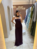 Vestido uva strapless con bufanda image 0