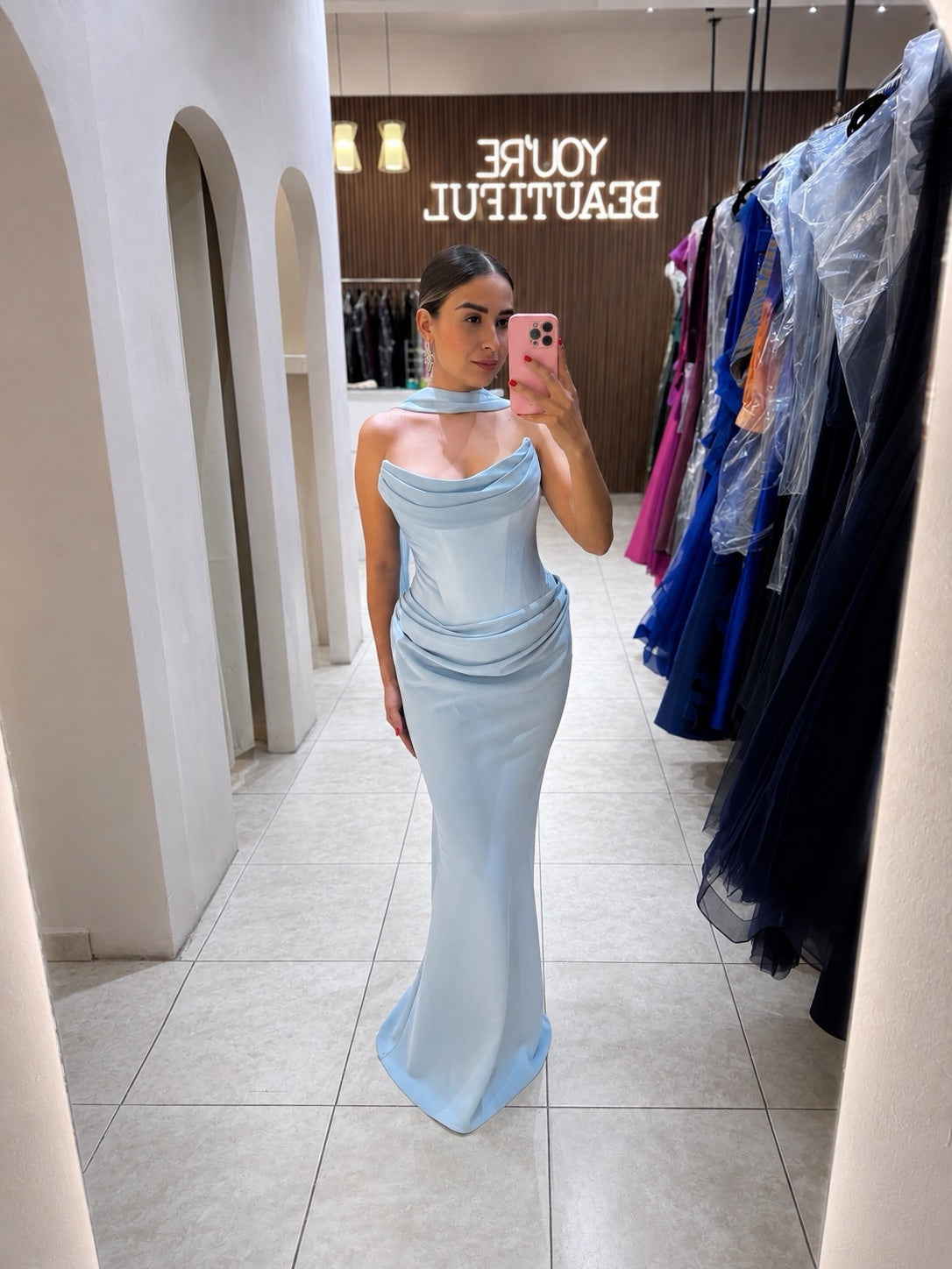 Vestido azul cielo strapless image