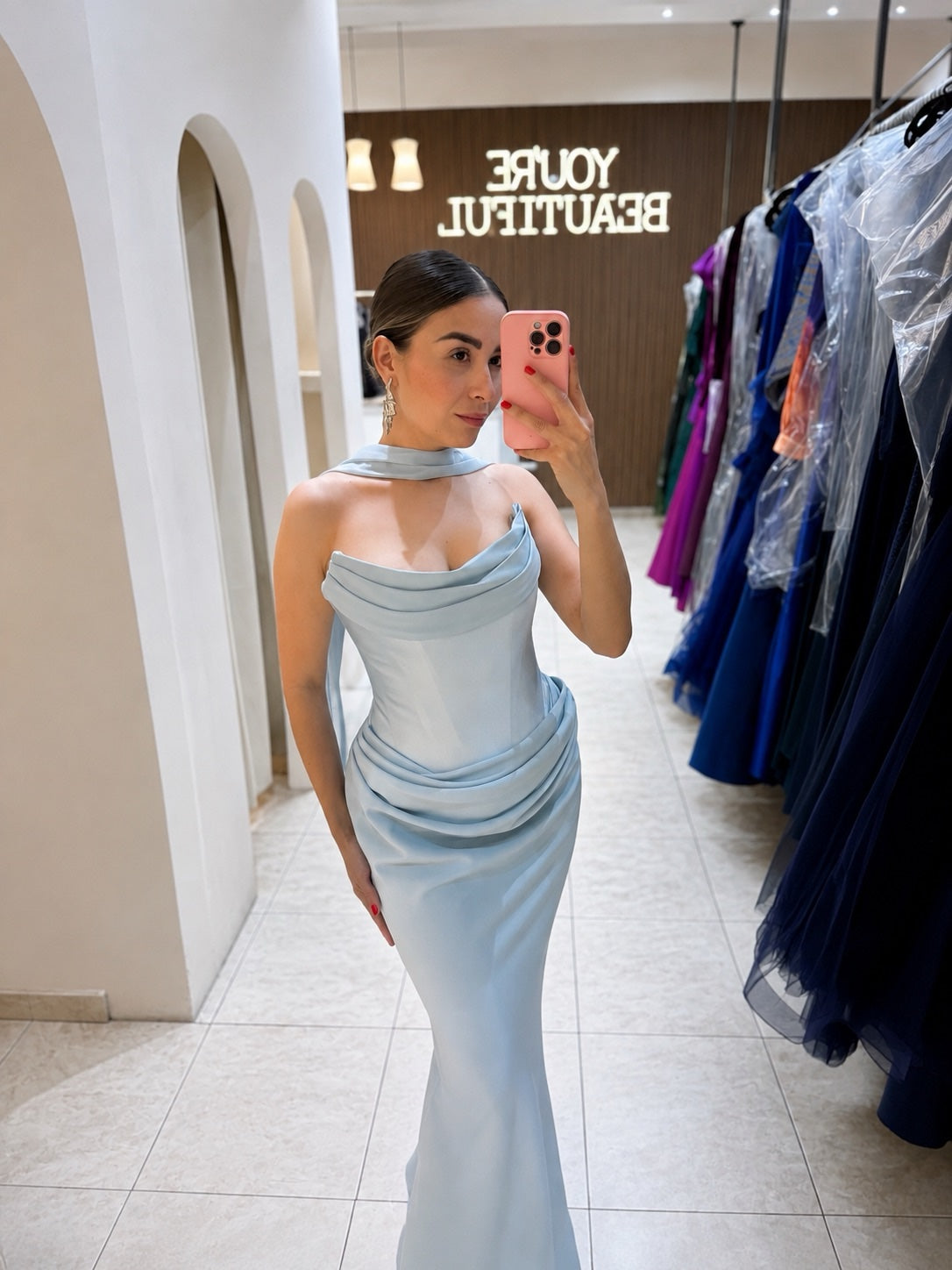 Vestido azul cielo strapless image 1