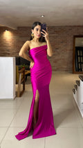 Vestido fucsia asimétrico image 0