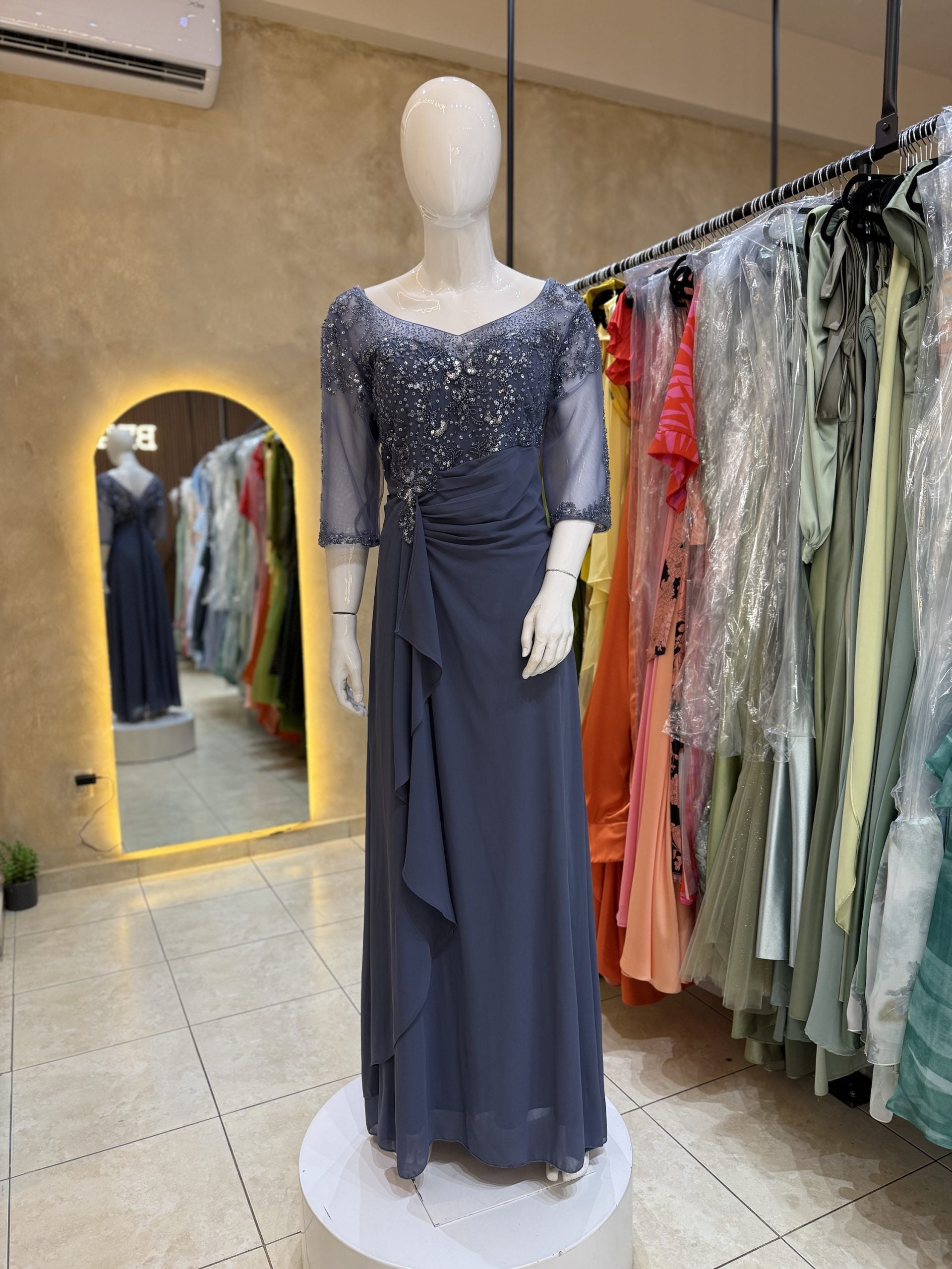 Vestido dusty blue manga larga image