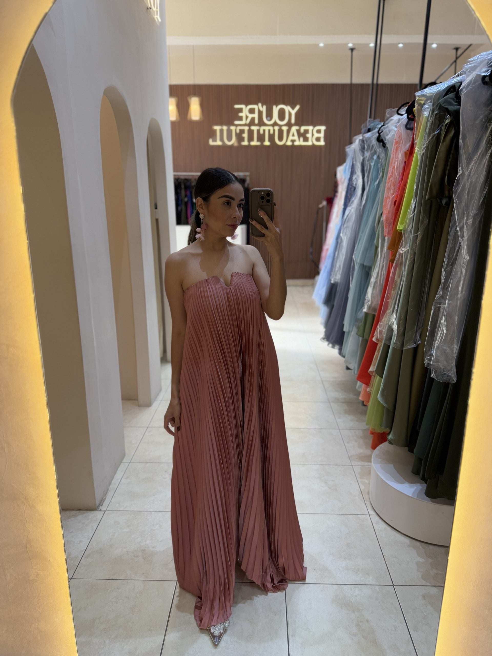 Vestido plisado mauve strapless image