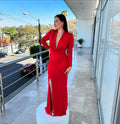 Vestido rojo manga larga image 0
