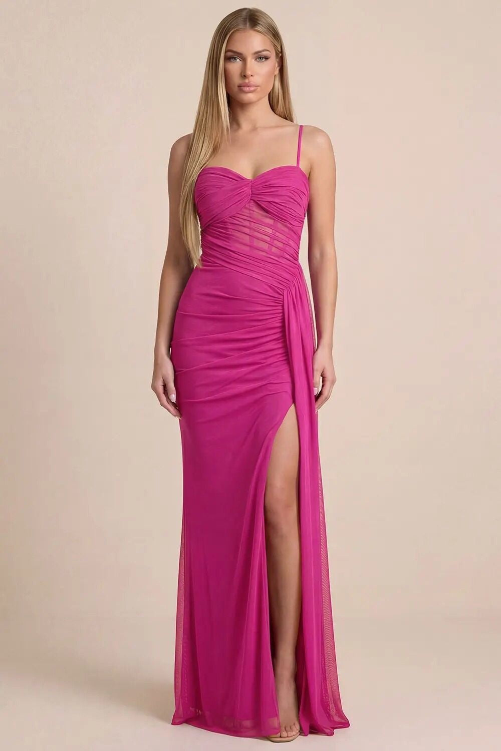 Vestido fucsia con corsé image