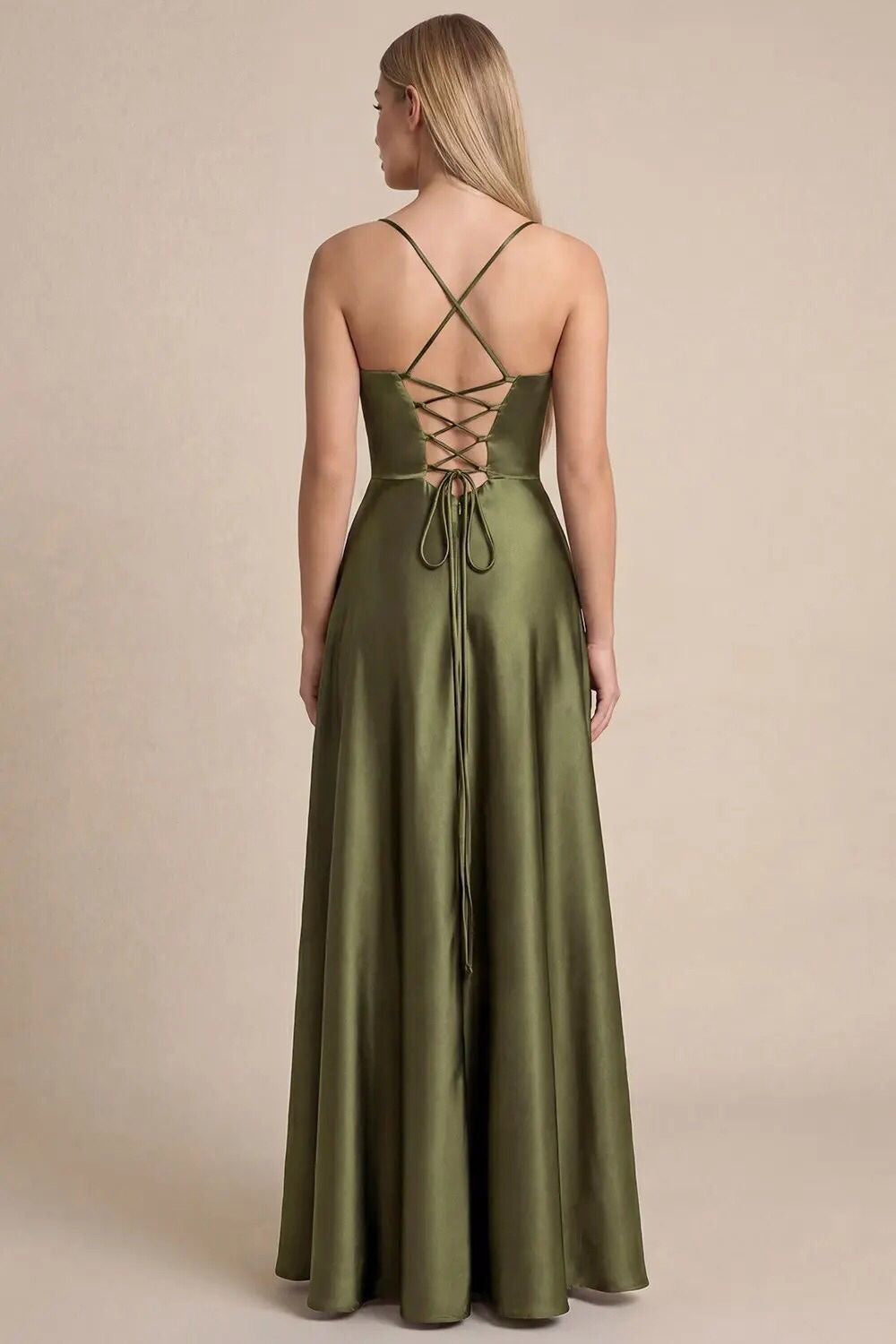 Vestido verde olivo corte A image 1