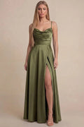 Vestido verde olivo corte A image 0
