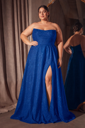 Vestido azul rey strapless con destellos image 0
